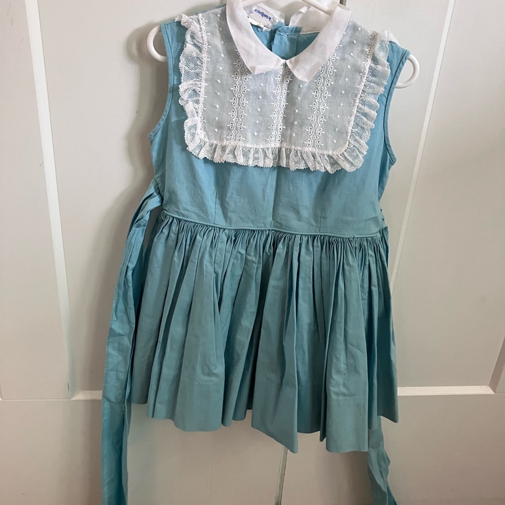 Youngland Blue Dress with White Lace Collar Vintage 50’s 60’s
